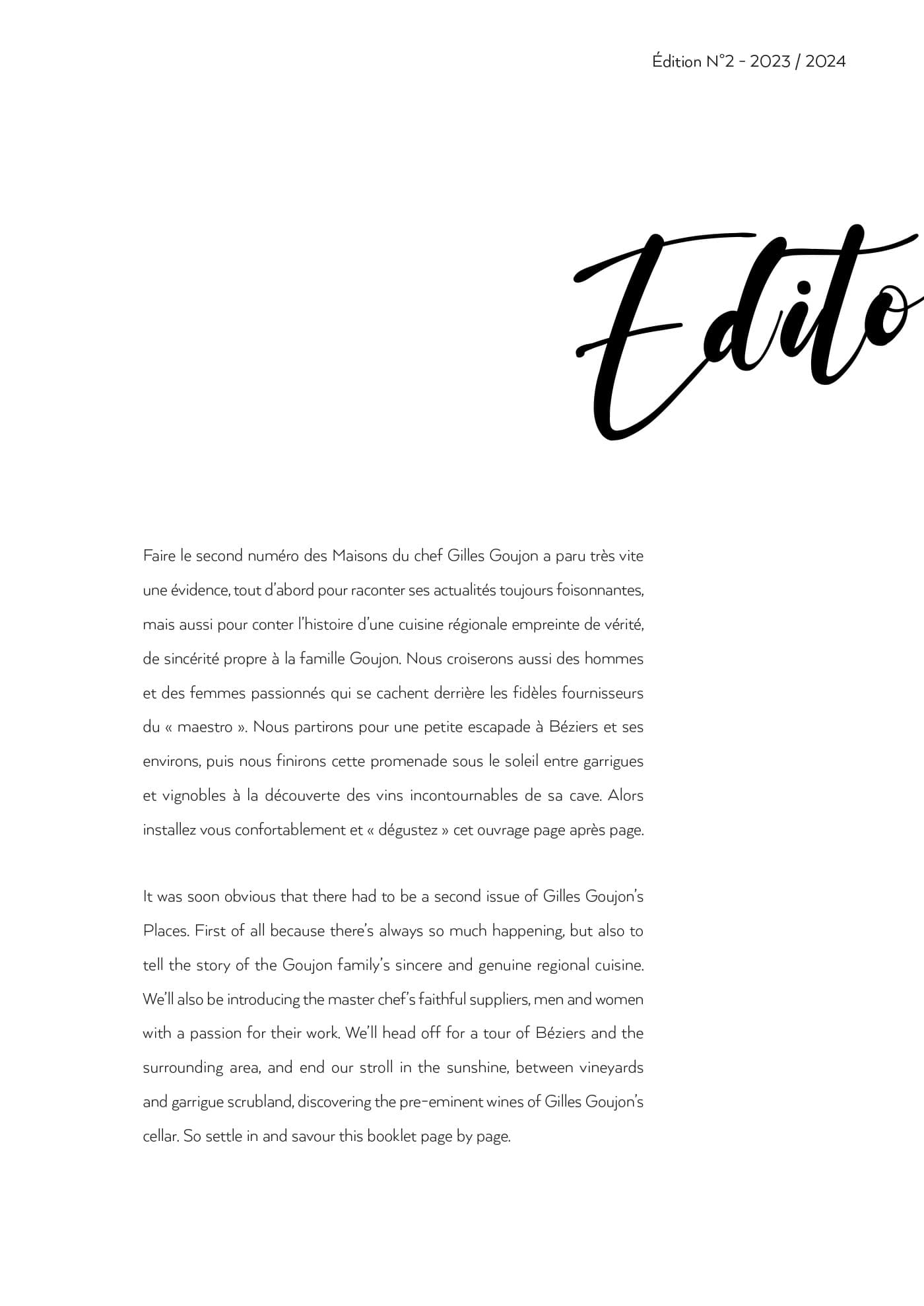 Edito — extrait du magazine Maisons Gilles Goujon